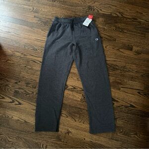NWT Champion Men's Powerblend Fleece Open Bottom Sweatpants Joggers Grey Medium